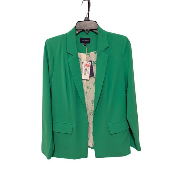 Skies Are Blue Women's Small Fresh Green Open Front Shirred Half Sleeve Blazer - Picture 2 of 6